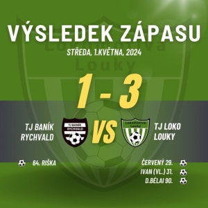 T.J. Baník Rychvald : TJ Lokomotiva Louky 1:3 (0:2)